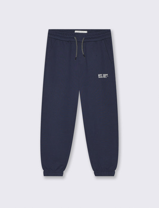 Jogger in felpa con coulisse e patch - Blu