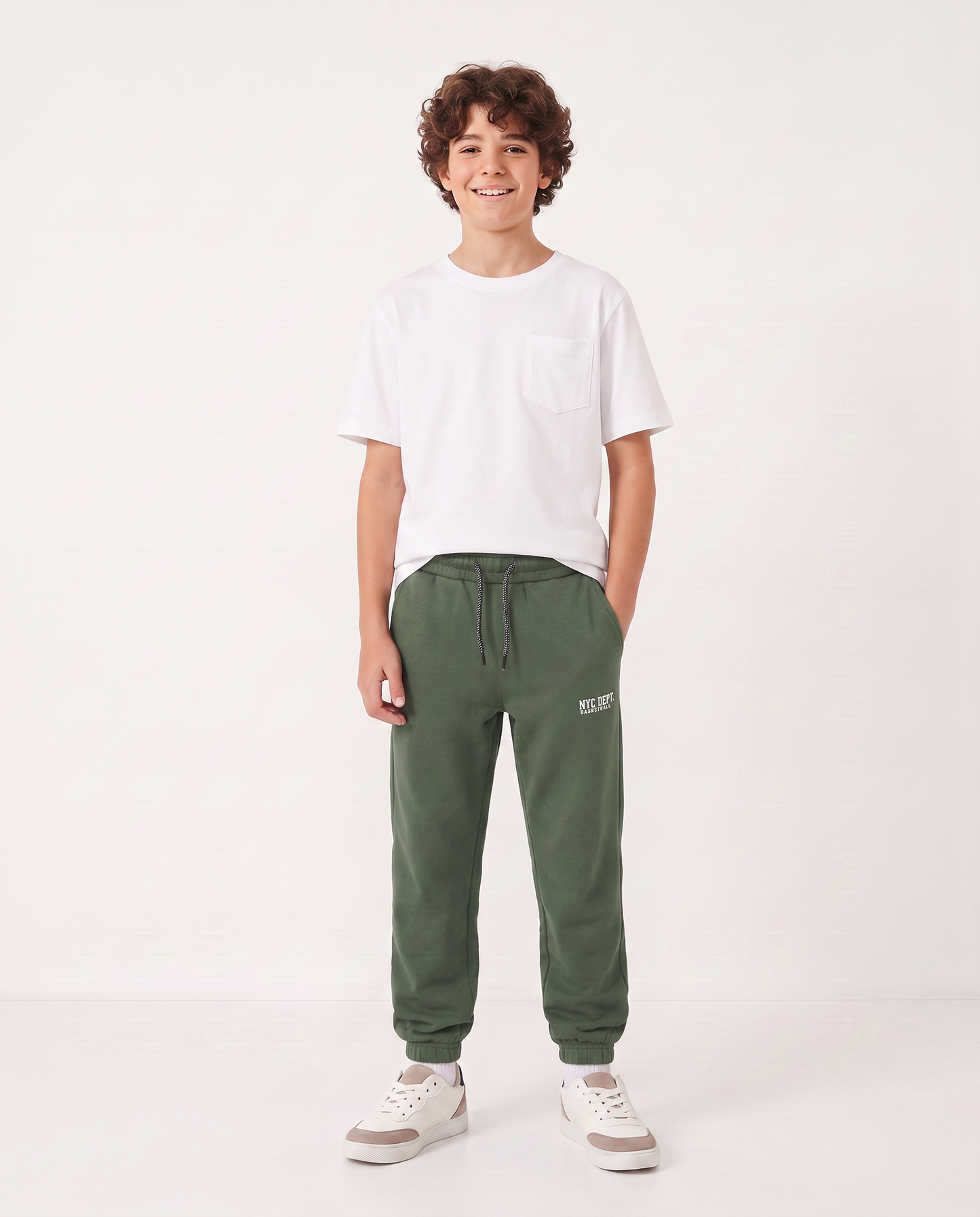 Jogger in felpa con coulisse e patch - Verde abete