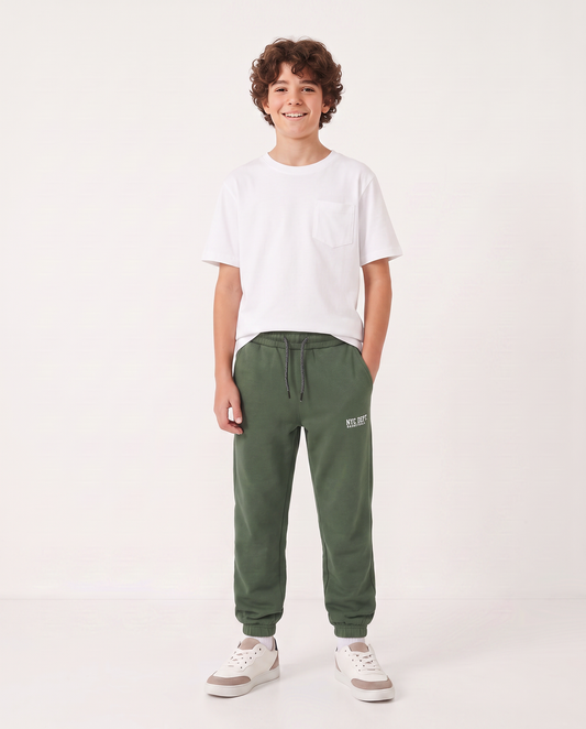 Sweatpants with drawstring and patch - Green