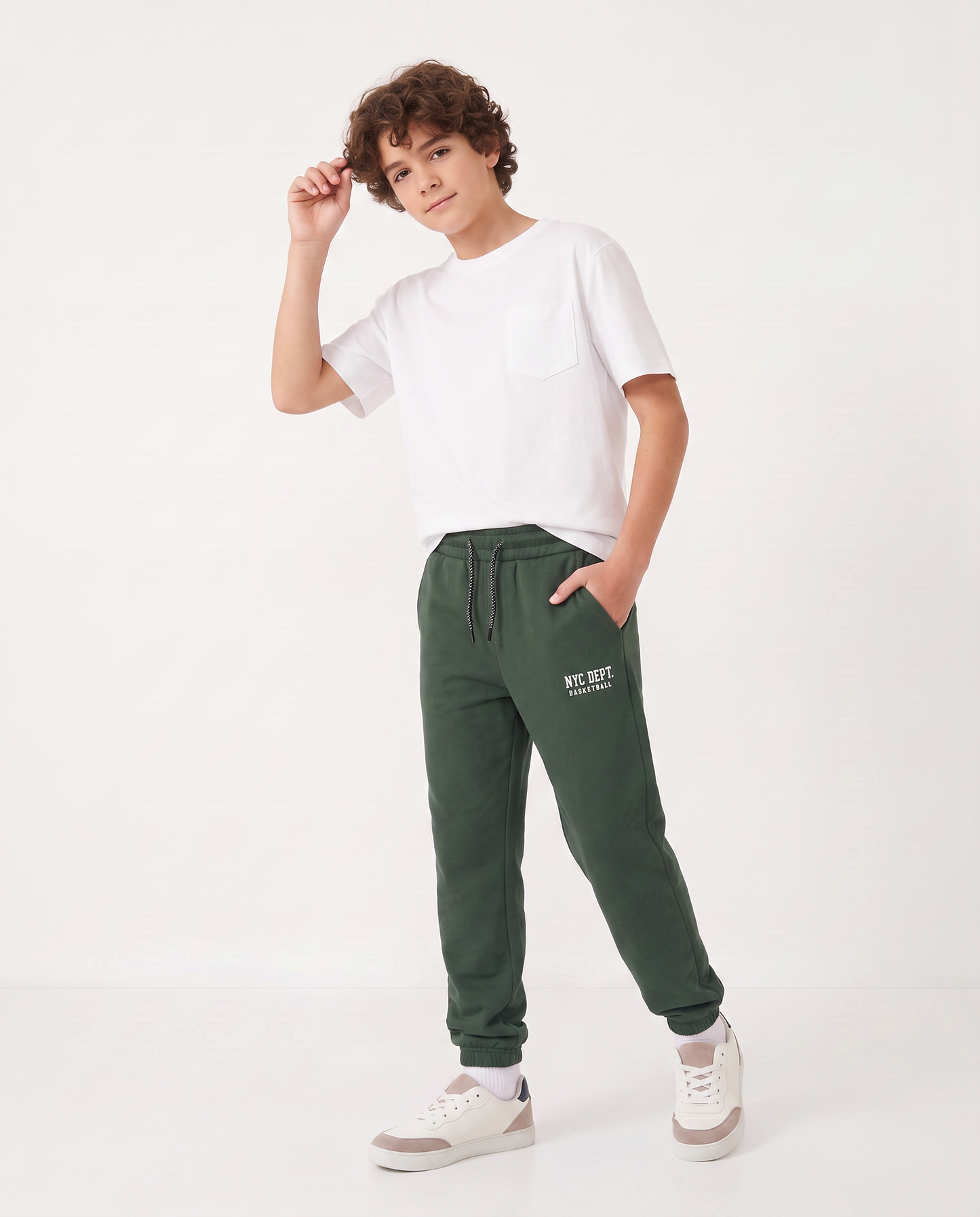 Jogger in felpa con coulisse e patch - Verde abete
