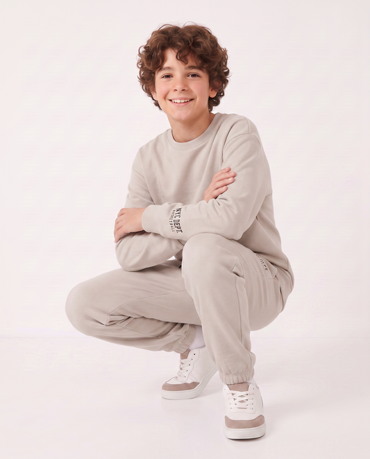 Sweatpants with drawstring and patch - Beige