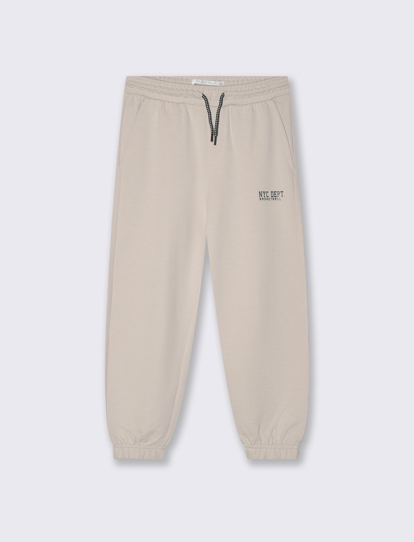 Jogger in felpa con coulisse e patch - Beige