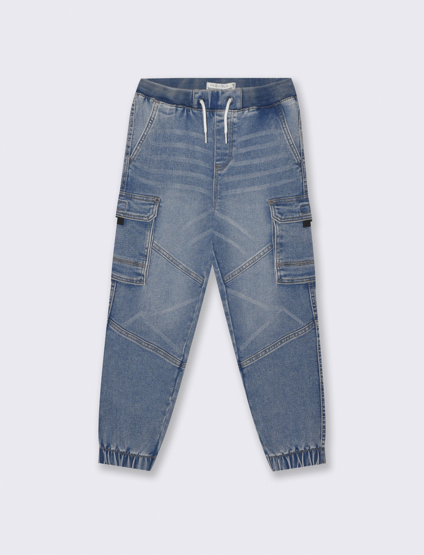 Jogging in denim con tasconi cargo - Denim chiaro