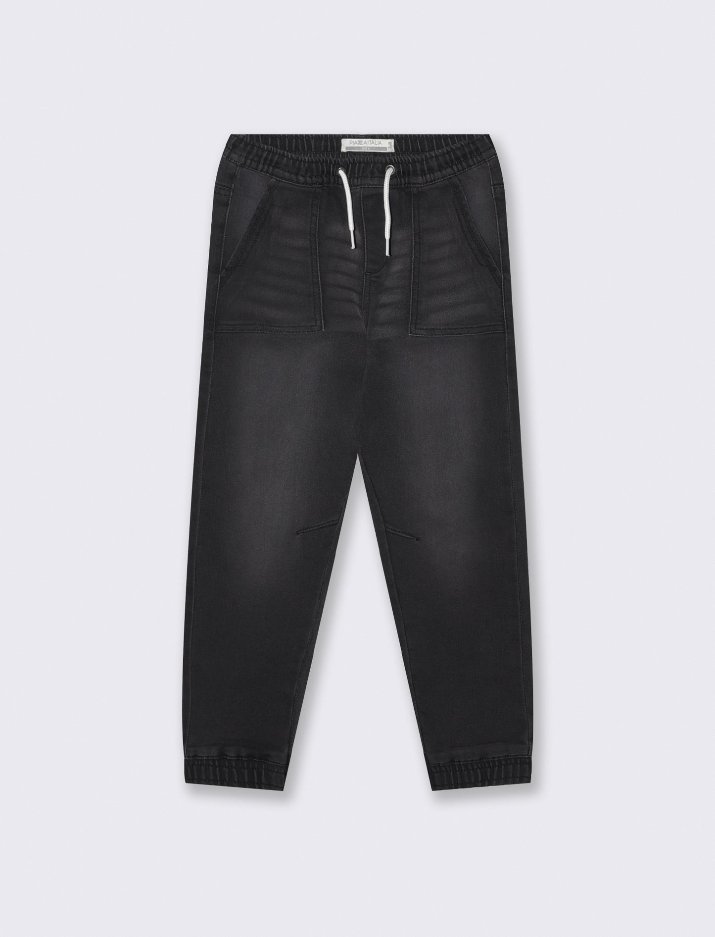 Jogging in denim con vita elasticizzata - Nero