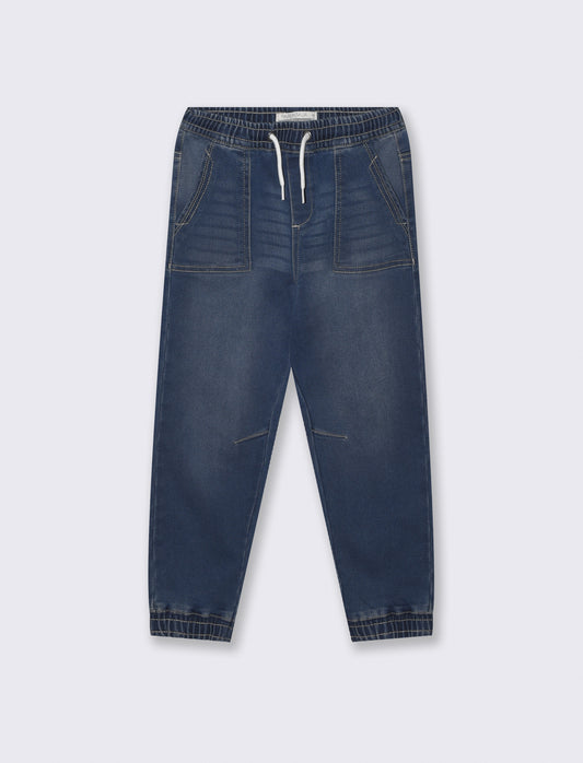 Jogging in denim with elasticated waistband - Blue
