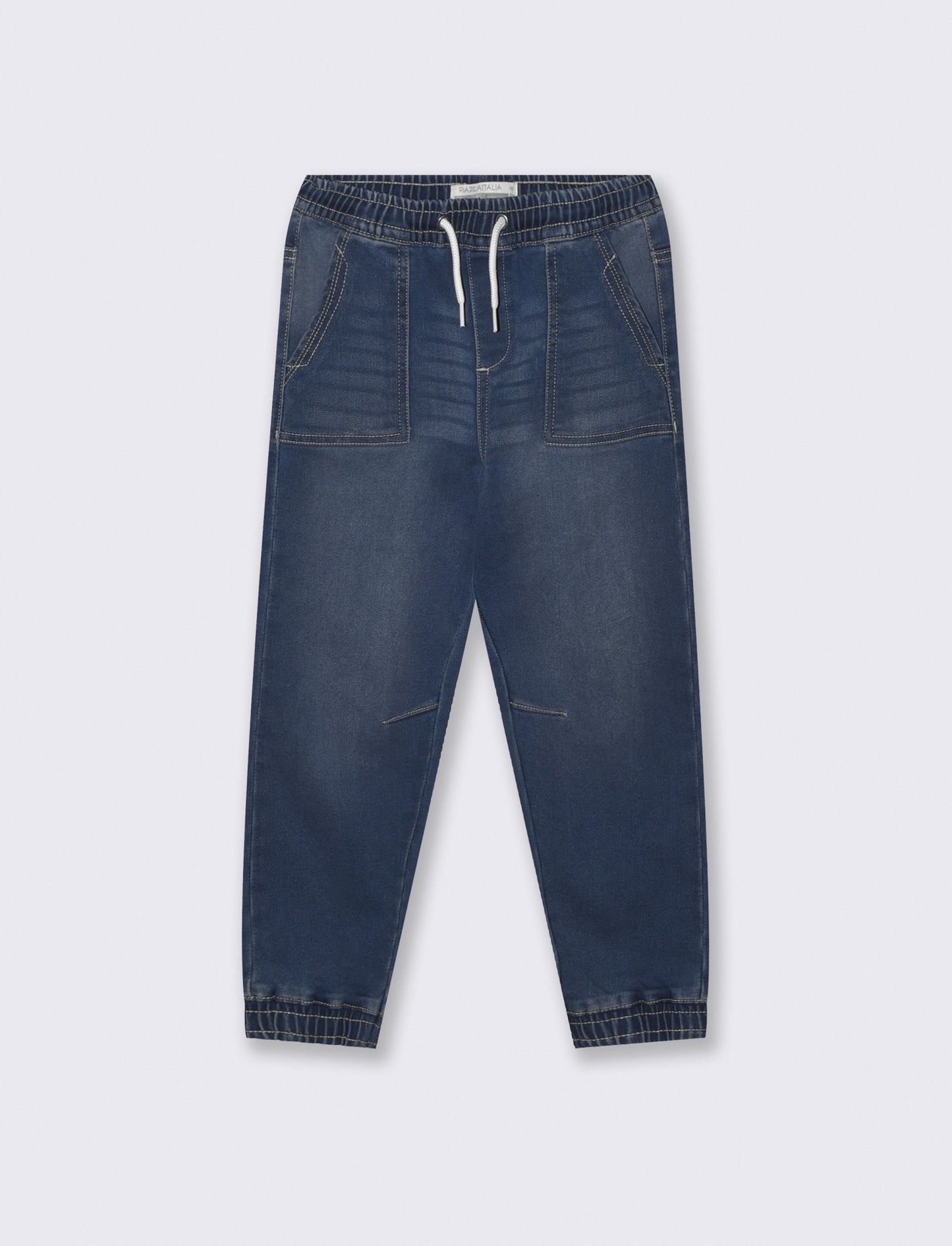 Jogging in denim con vita elasticizzata - DENIM SCURO
