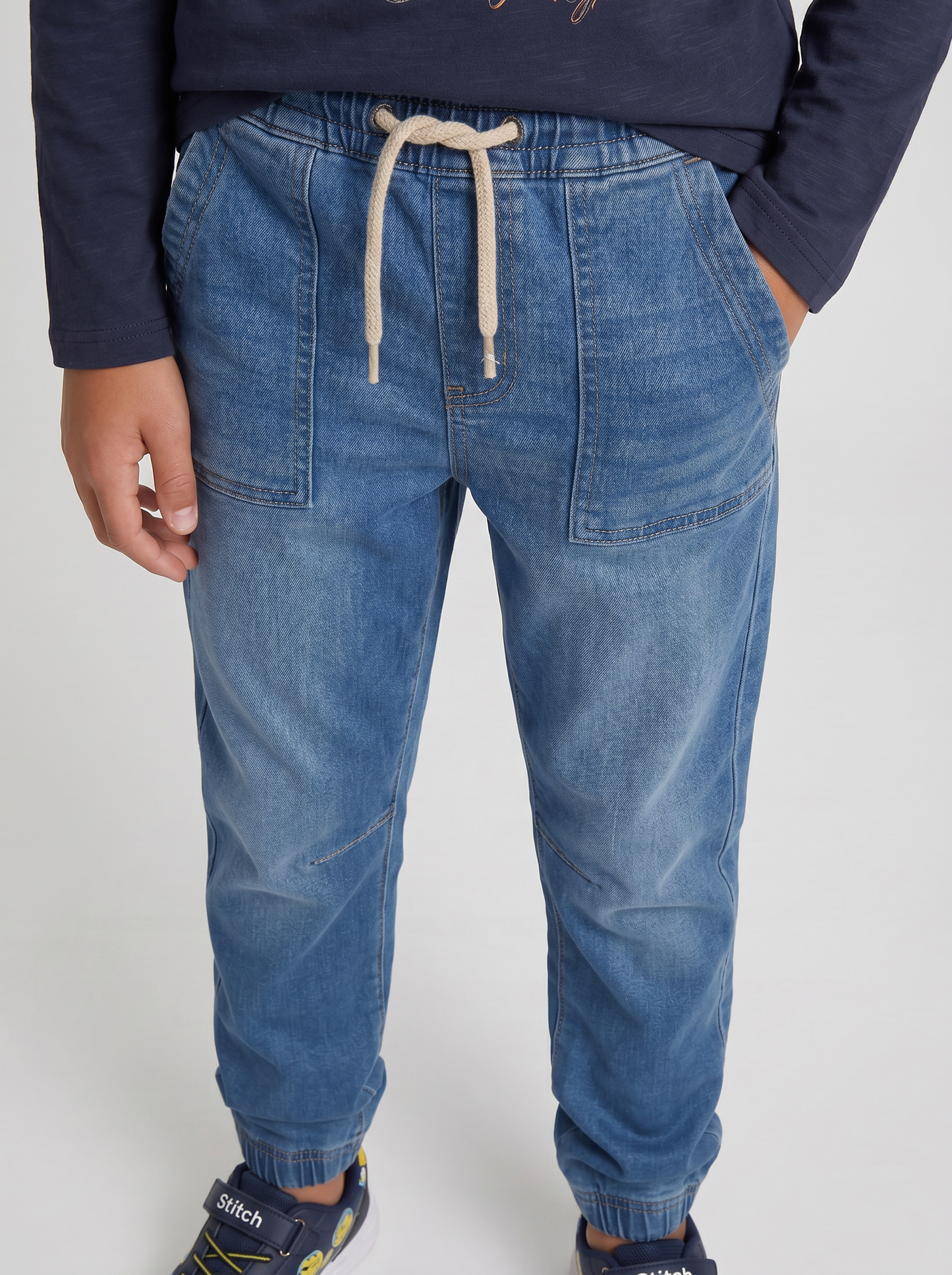 Jogging in denim with elasticated waistband - Blue