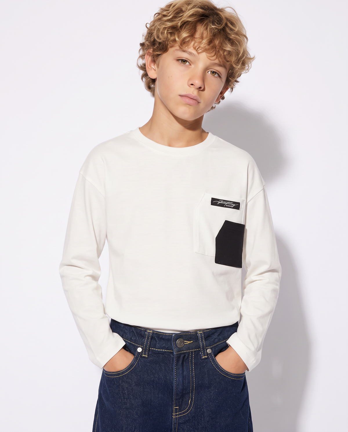 T-shirt Doppio Taschino Cotone Versatile - Bianco latte