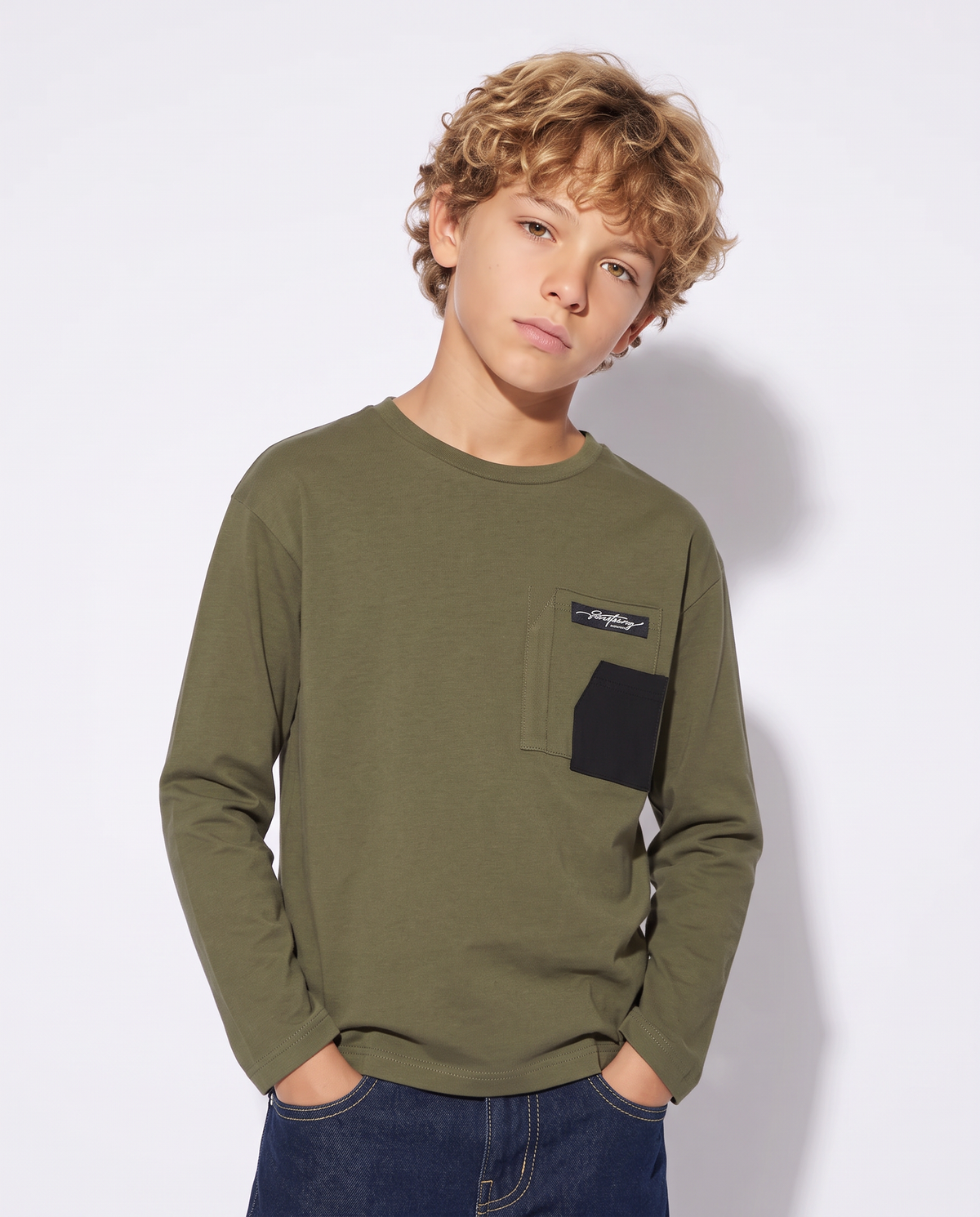T-shirt Doppio Taschino Cotone Versatile - Verde militare