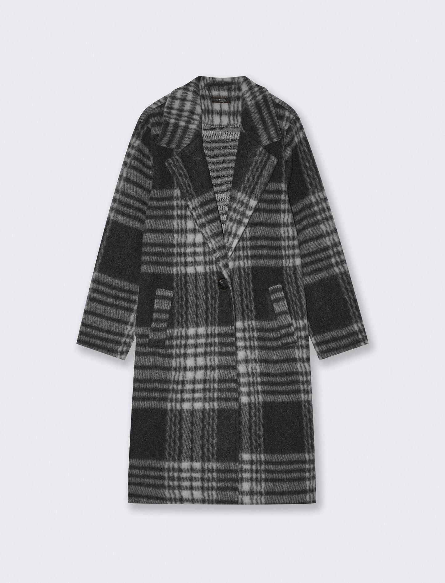 Cappotto over in tessuto a quadro - Nero