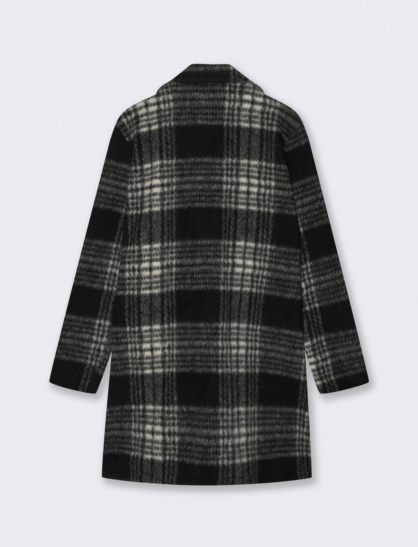 Cappotto monopetto in tessuto a quadro - Nero