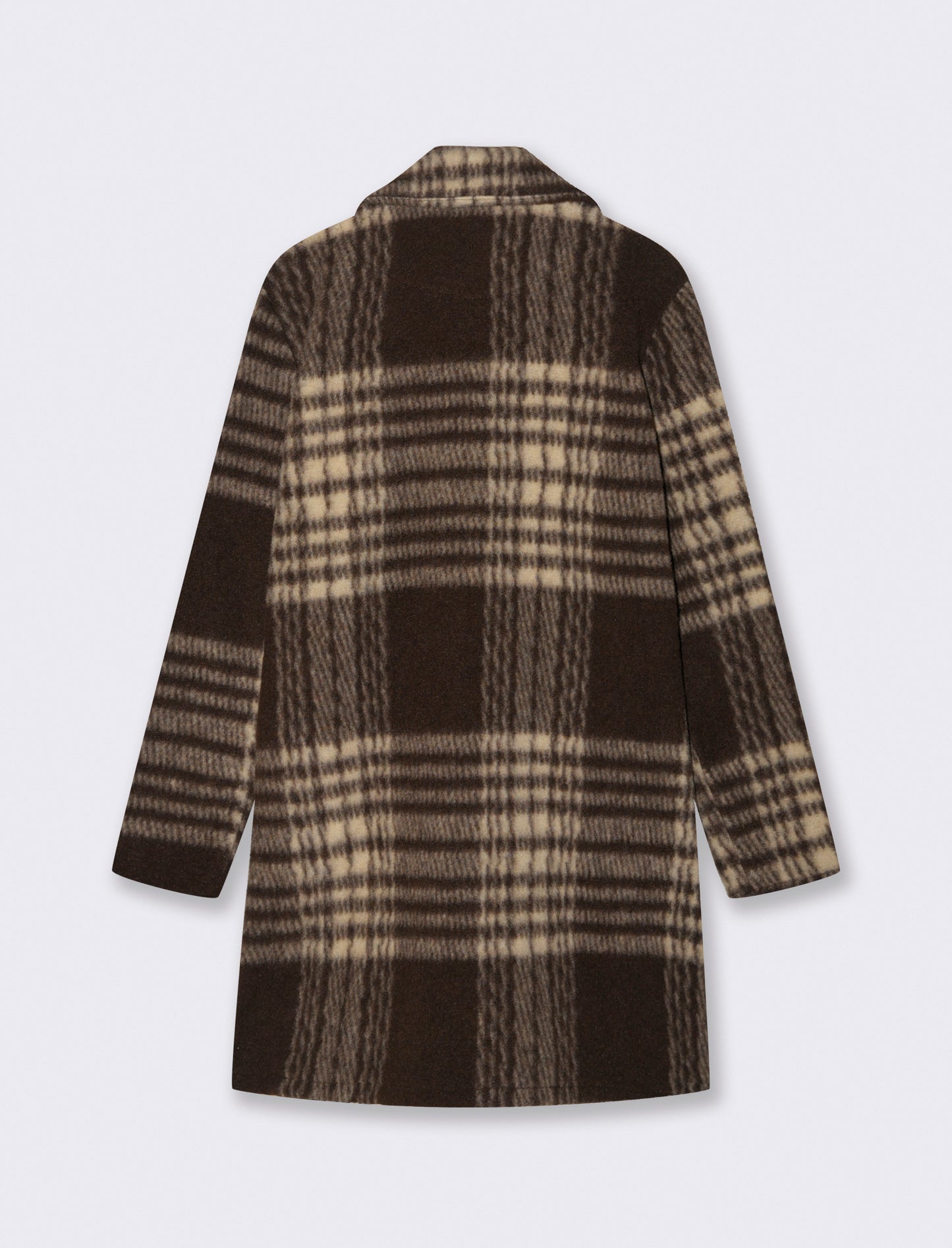 Cappotto monopetto in tessuto a quadro - Moro