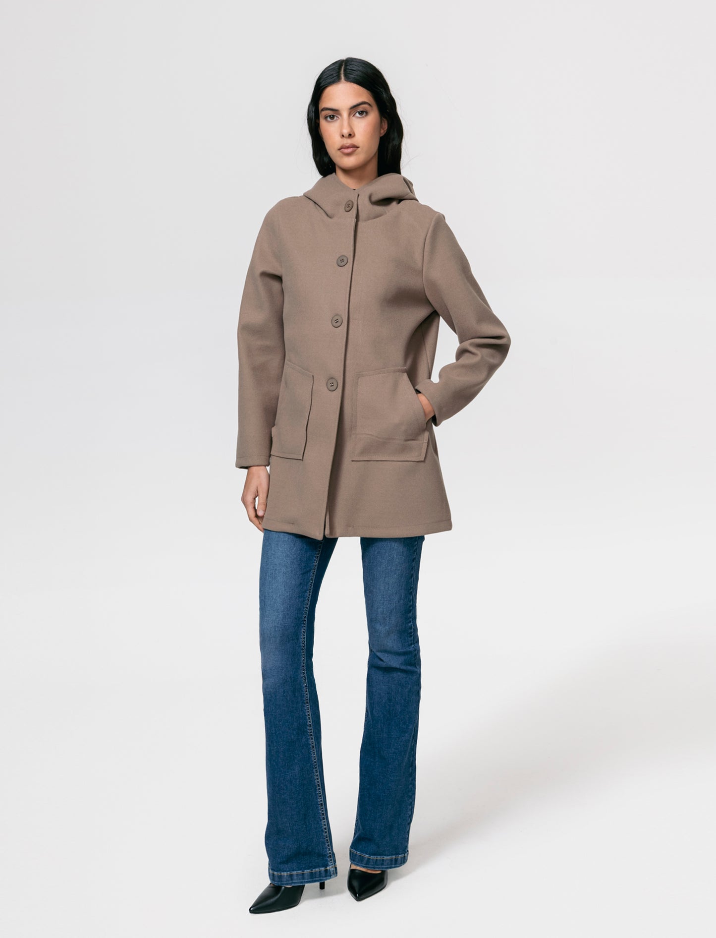 Cappotto con cappuccio - Grigio fango
