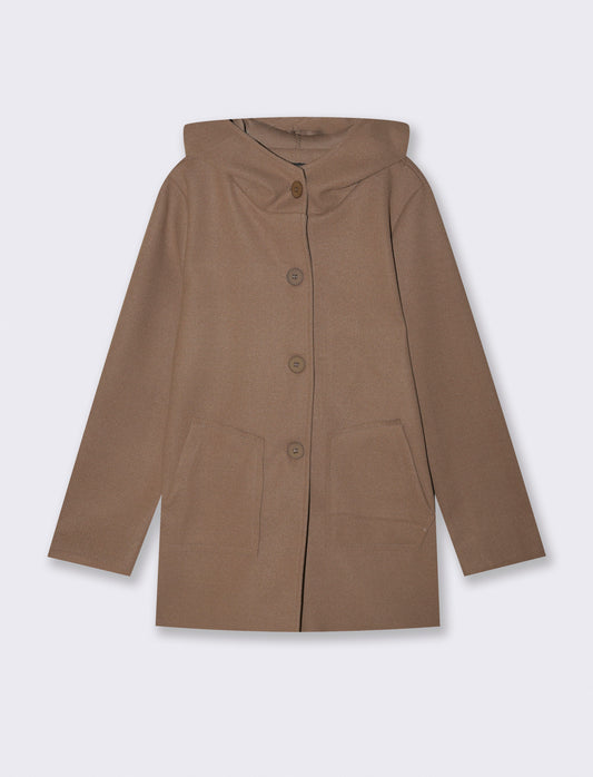 Cappotto con cappuccio - Grigio fango