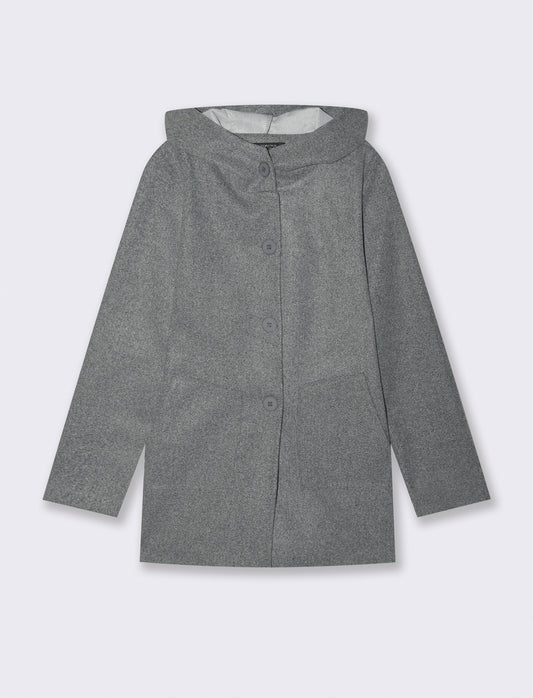Cappotto con cappuccio - Grigio melange