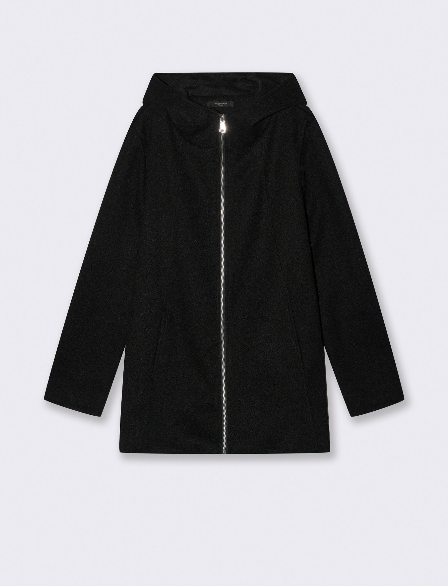 Cappotto con cappuccio e zip - Nero