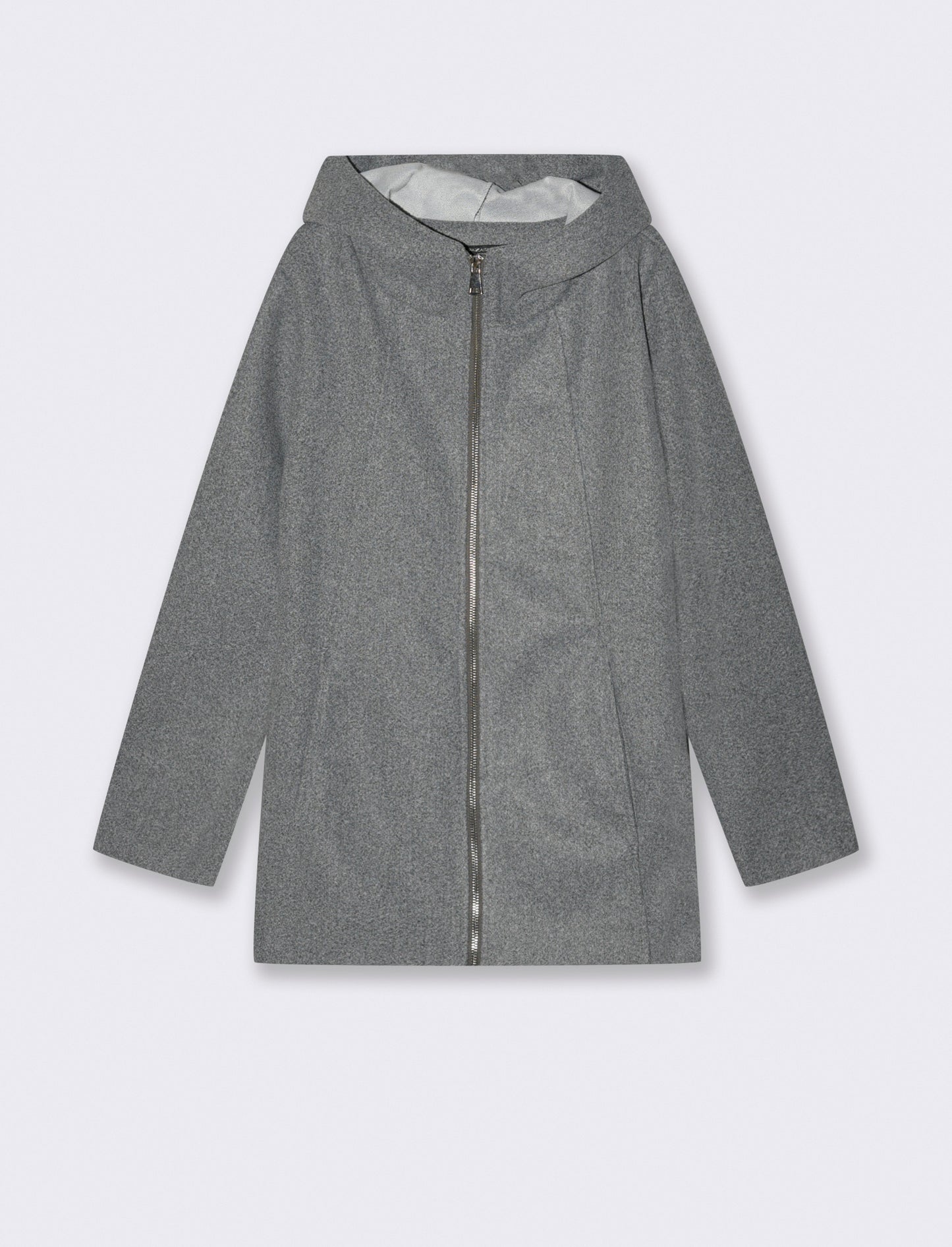 Cappotto con cappuccio e zip - Grigio mel.