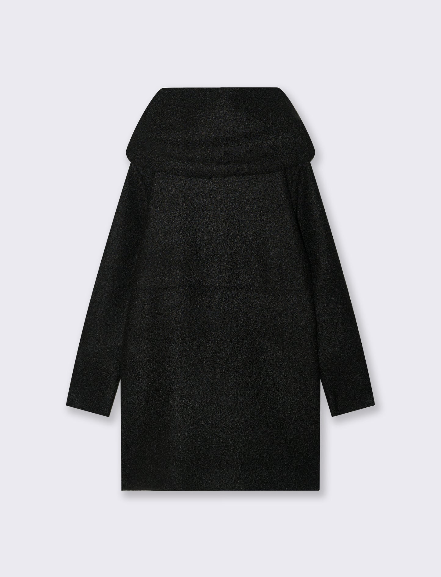 Cappotto su tessuto bouclè con cappuccio - Nero
