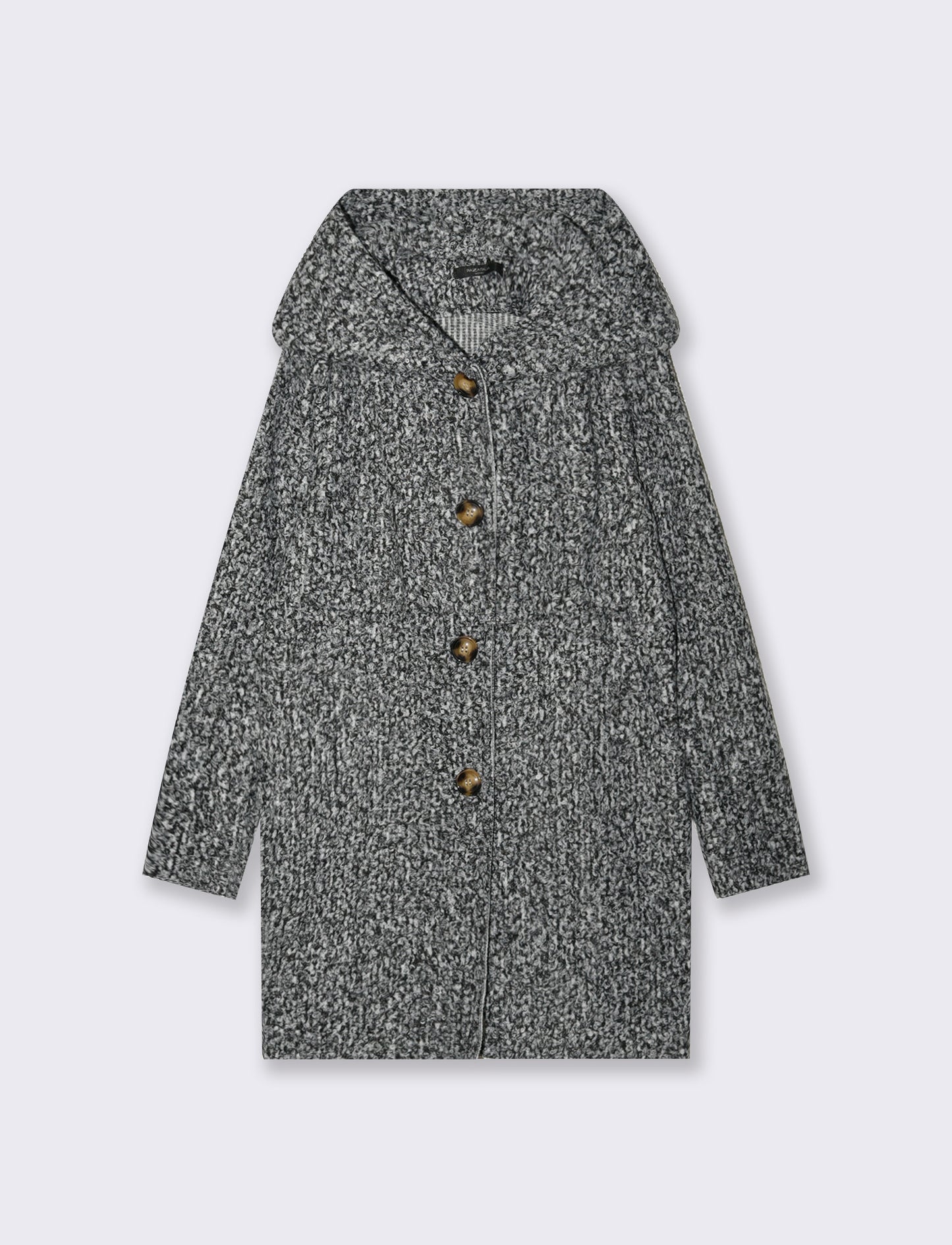 Cappotto su tessuto bouclè con cappuccio - sale/pepe