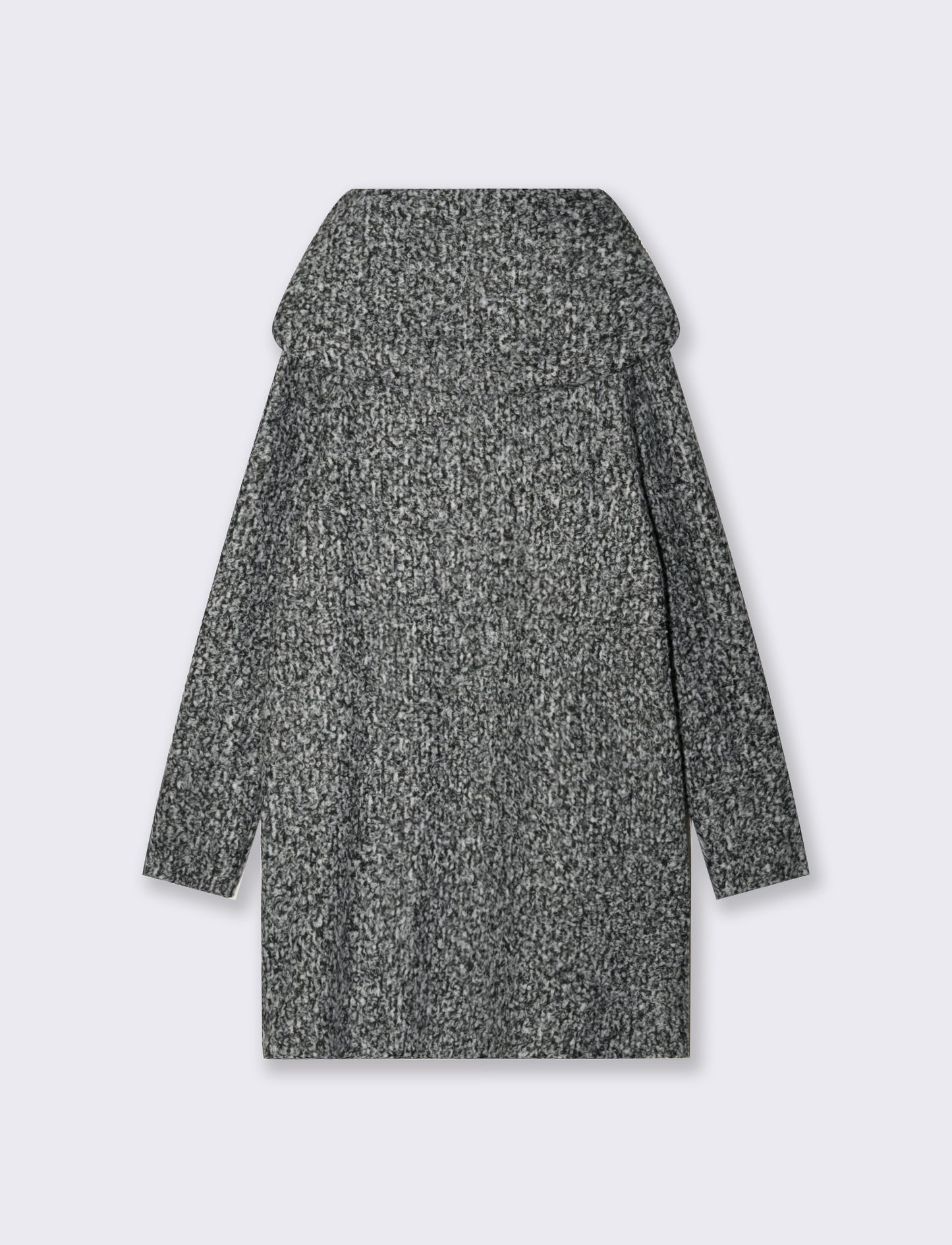 Cappotto su tessuto bouclè con cappuccio - sale/pepe