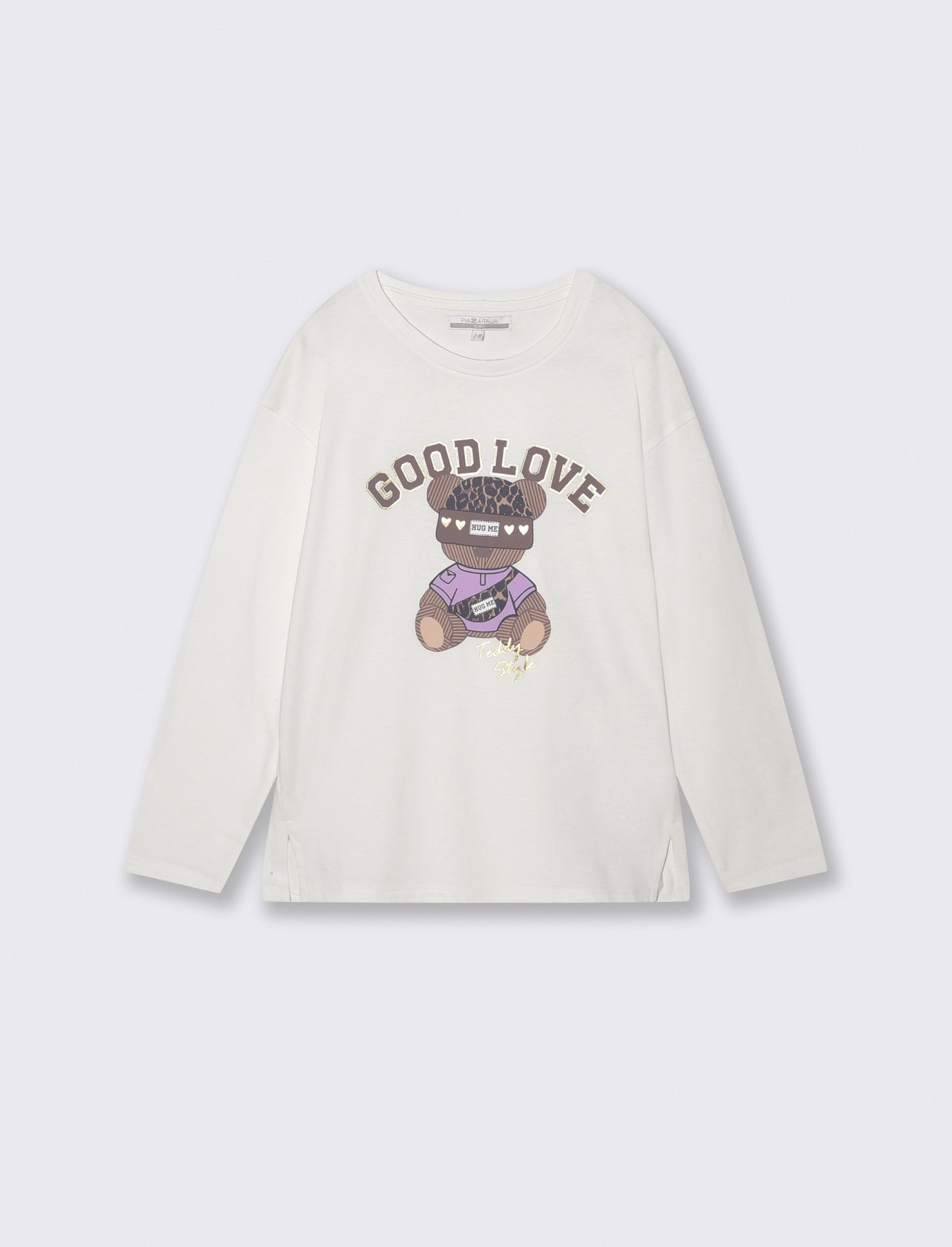 Long crew neck T-shirt with vibrant print - White