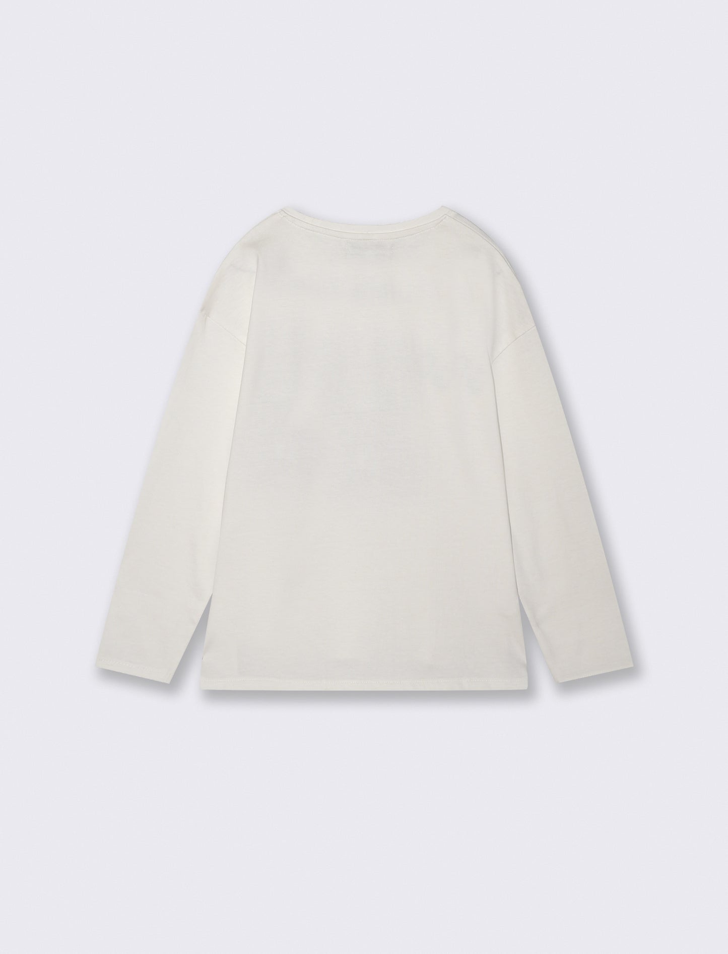 T-shirt lunga girocollo con stampa brillante - Bianco latte