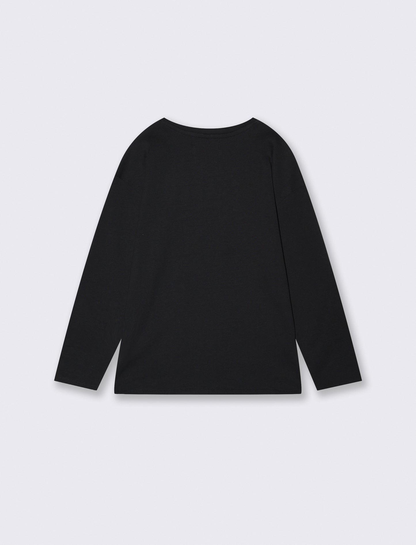 T-shirt lunga girocollo con stampa brillante - Nero