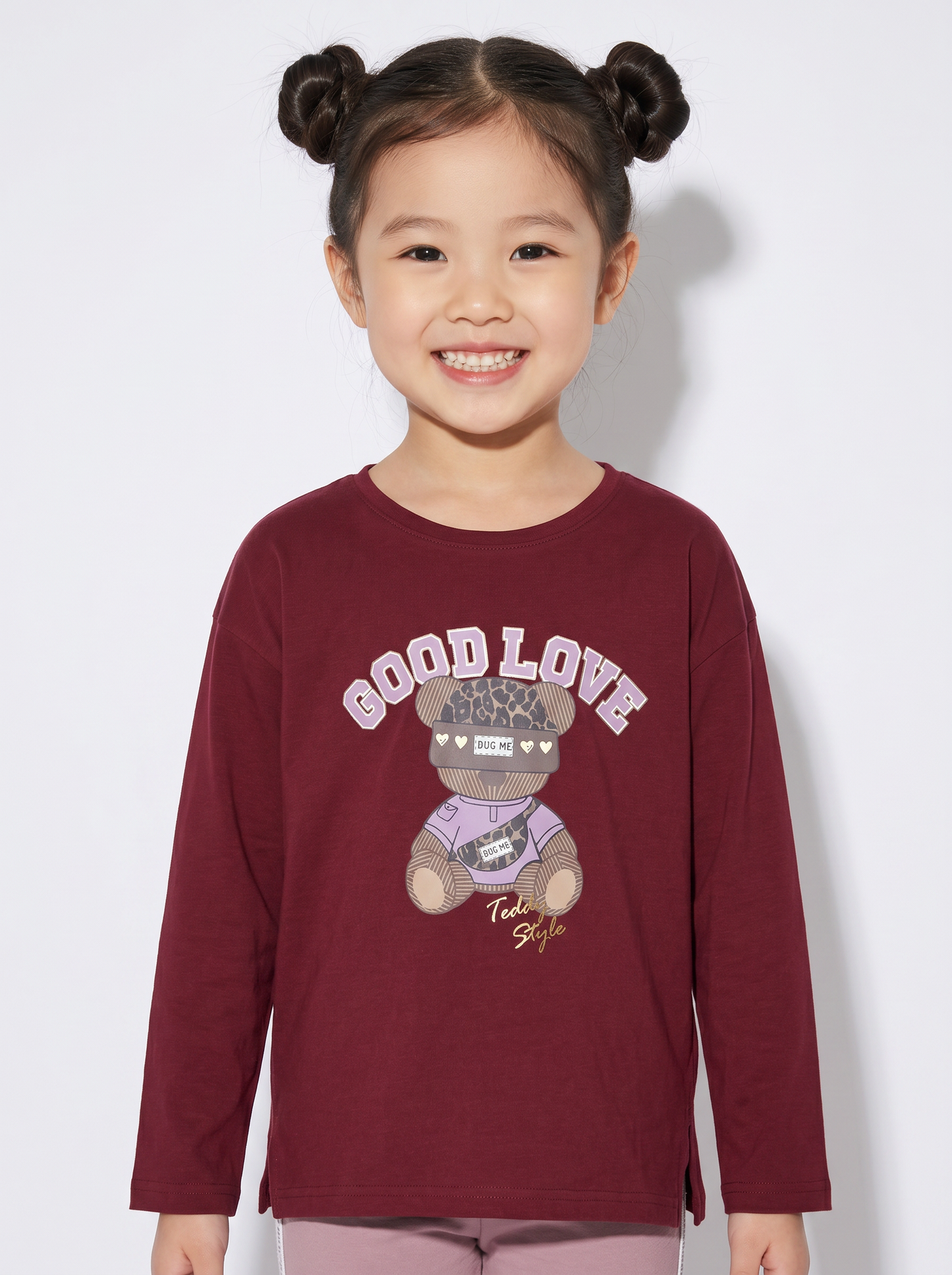 Long crew neck T-shirt with vibrant print - Red