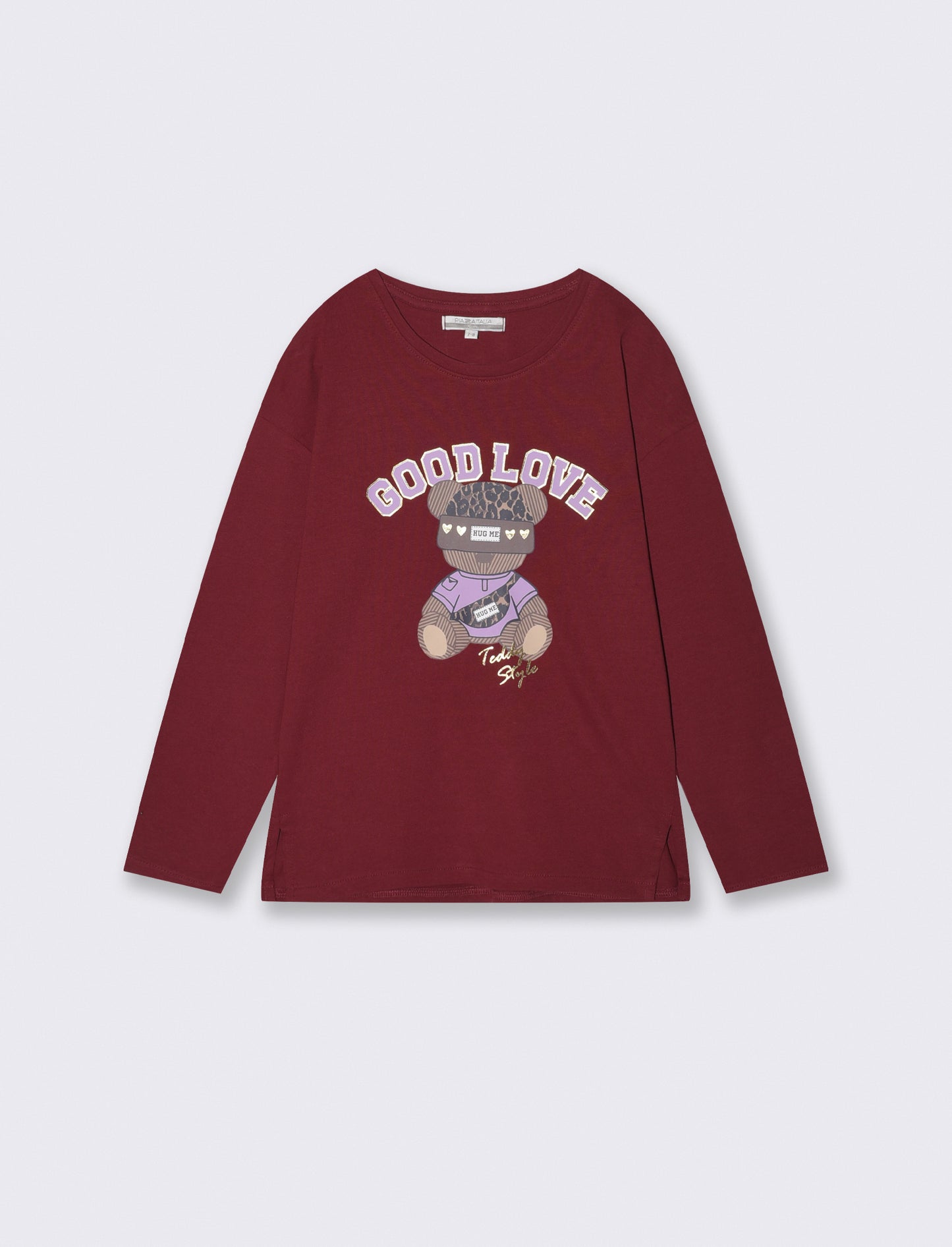 Long crew neck T-shirt with vibrant print - Red