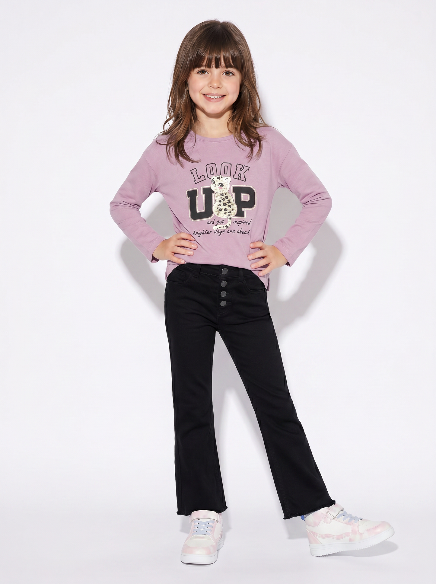 Long crew neck T-shirt with vibrant print - Pink