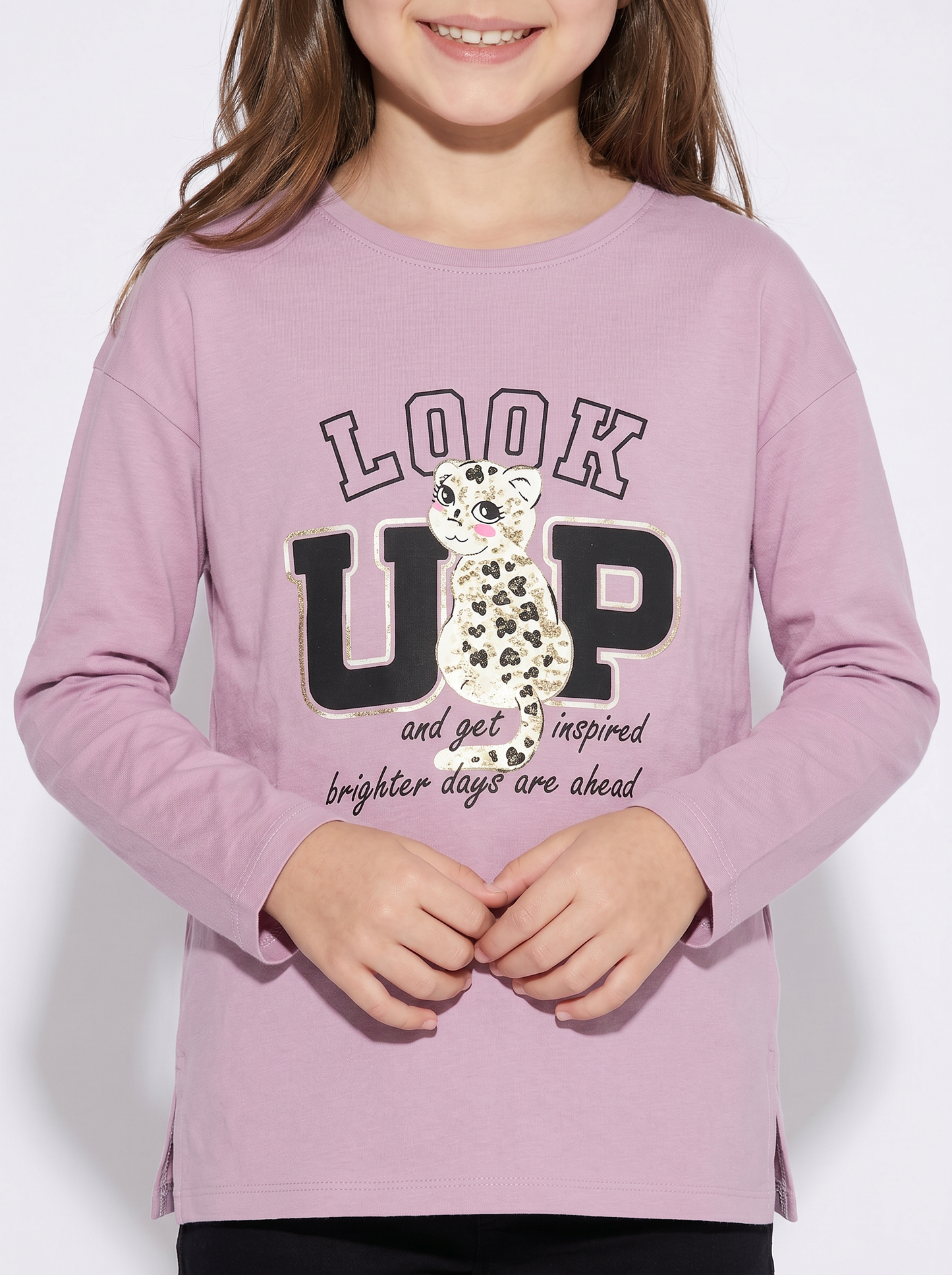 Long crew neck T-shirt with vibrant print - Pink