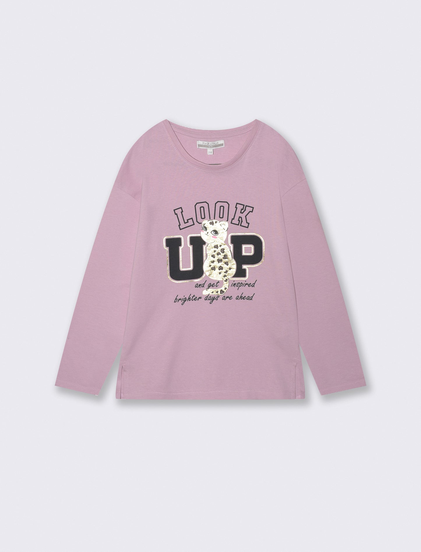 Long crew neck T-shirt with vibrant print - Pink