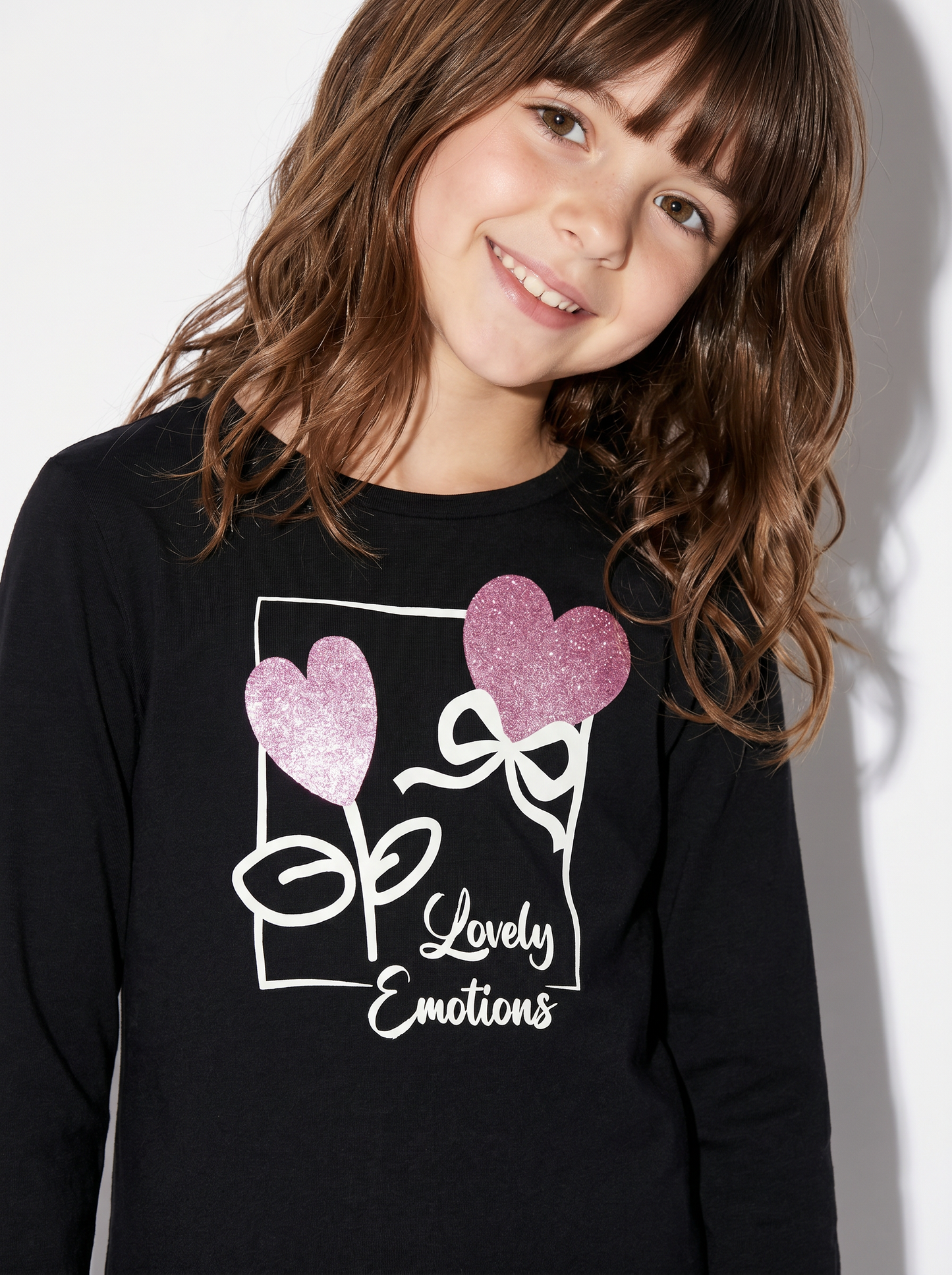 Long sleeve colorful t-shirt for girls - Black
