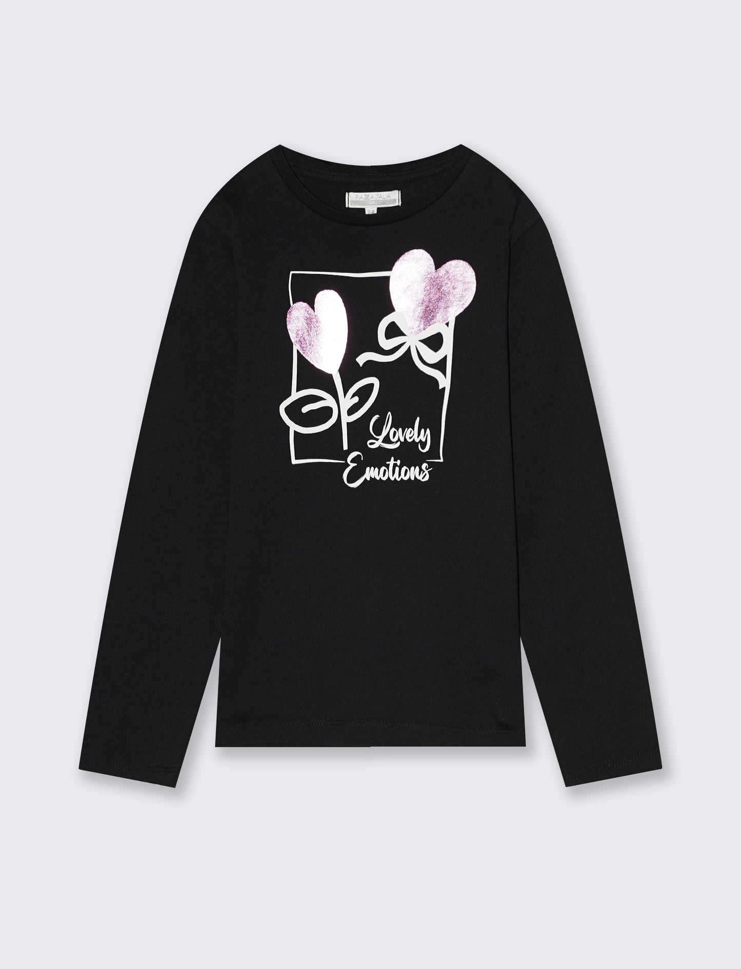Maglietta manica lunga colorata per bambina - Nero