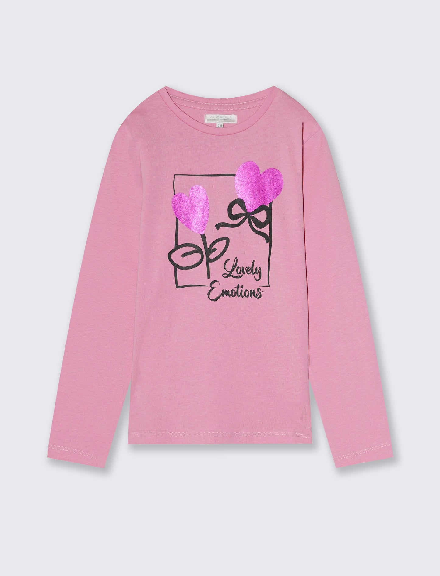 Maglietta manica lunga colorata per bambina - Rosa candy