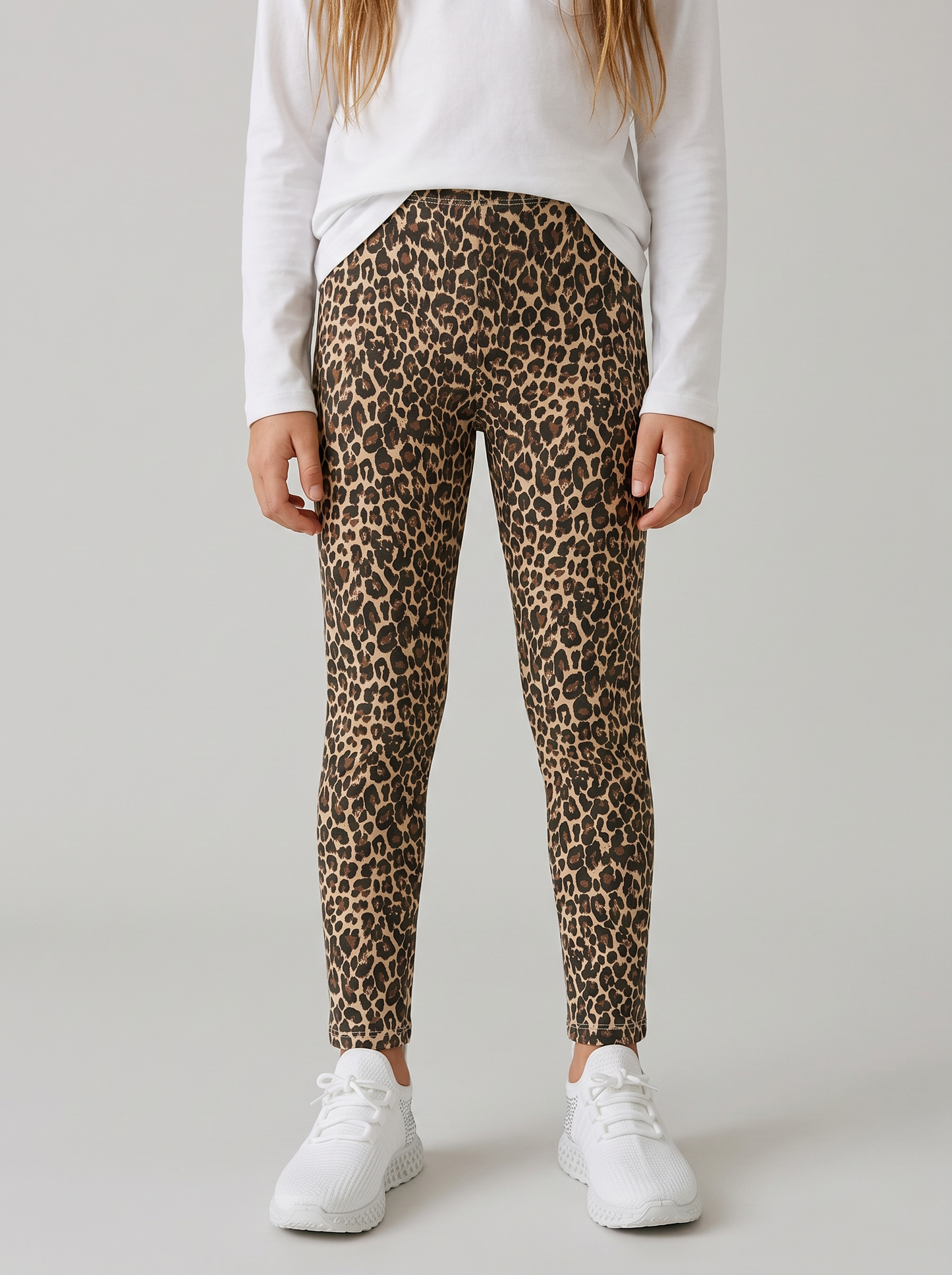 Leggings elasticizzati in cotone per bambina - Maculato