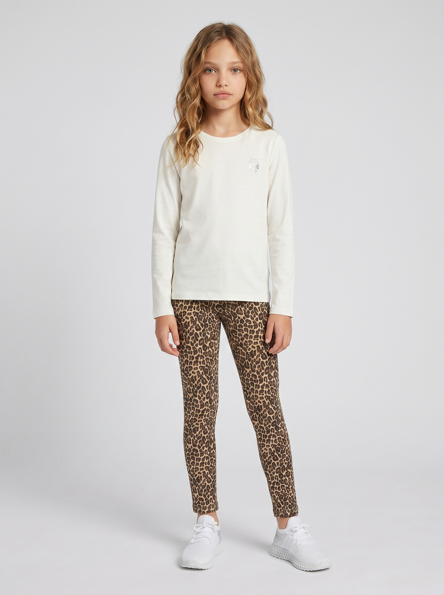 Leggings elasticizzati in cotone per bambina - Maculato
