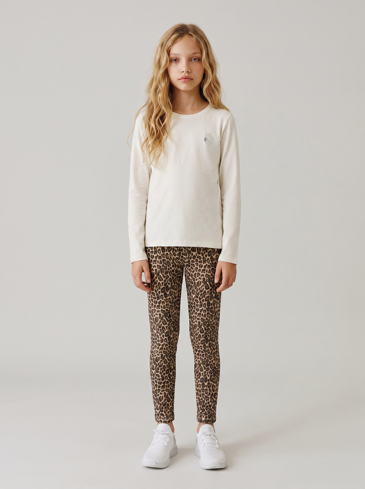 Leggings elasticizzati in cotone per bambina - Maculato