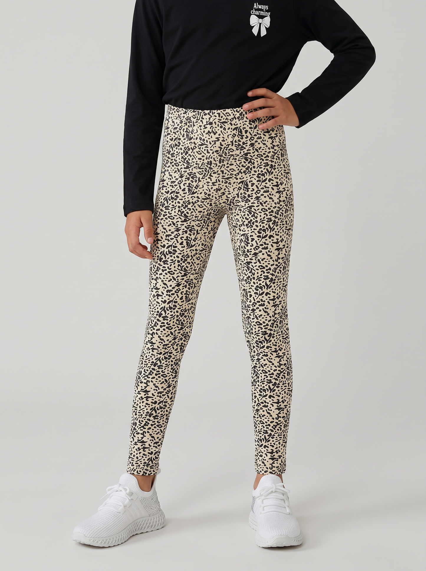 Leggings elasticizzati in cotone per bambina - Fantasia