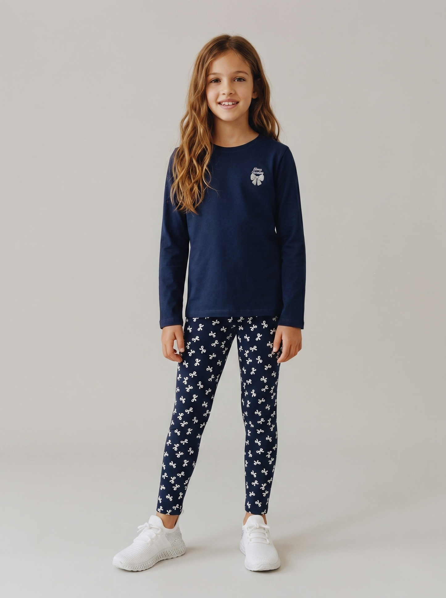 Leggings elasticizzati in cotone per bambina - Blu