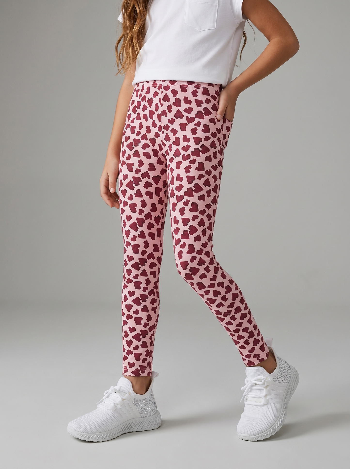 Leggings elasticizzati in cotone per bambina - Rosa