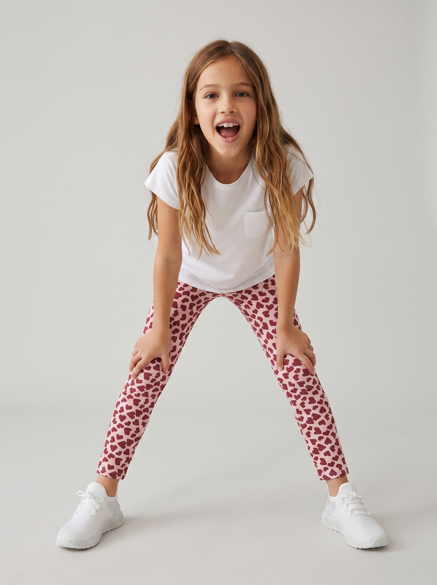 Leggings elasticizzati in cotone per bambina - Rosa