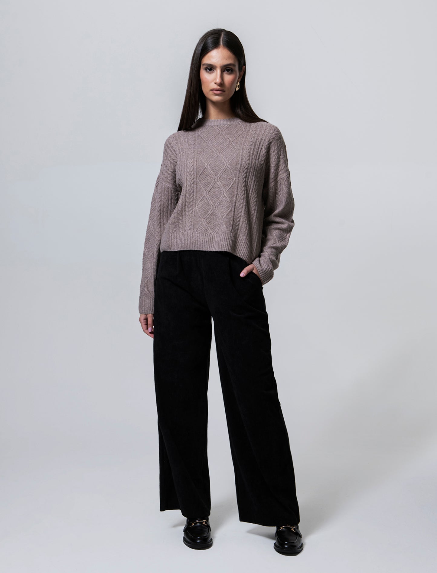Pantalone largo in velluto - Nero