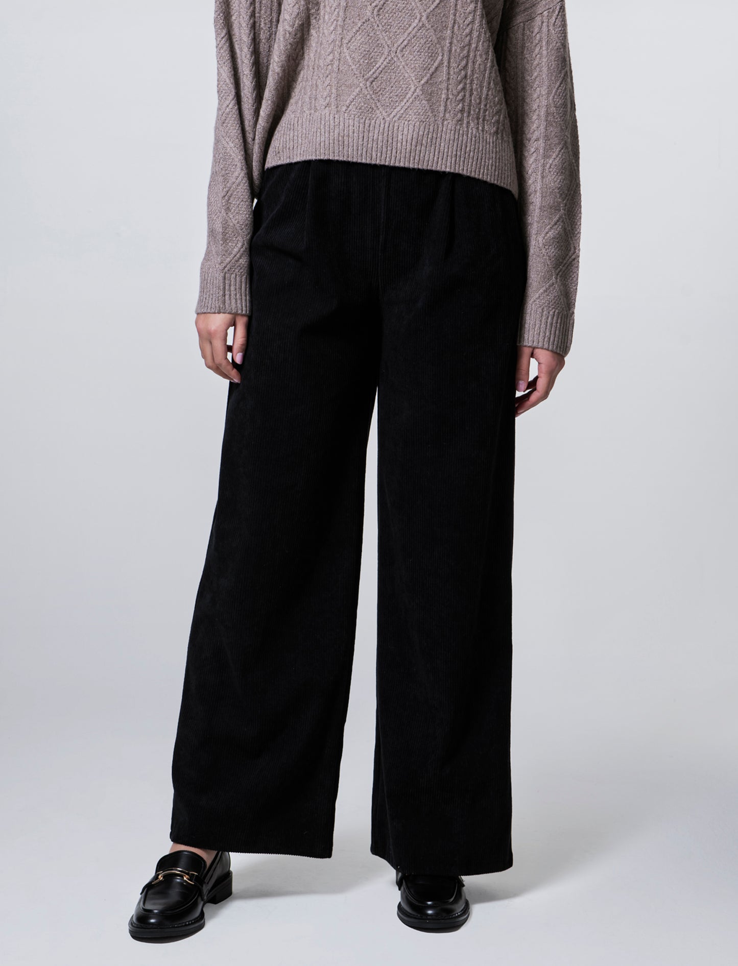 Pantalone largo in velluto - Nero