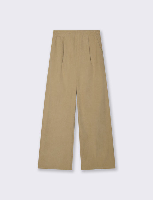 Pantalone largo in velluto - Beige