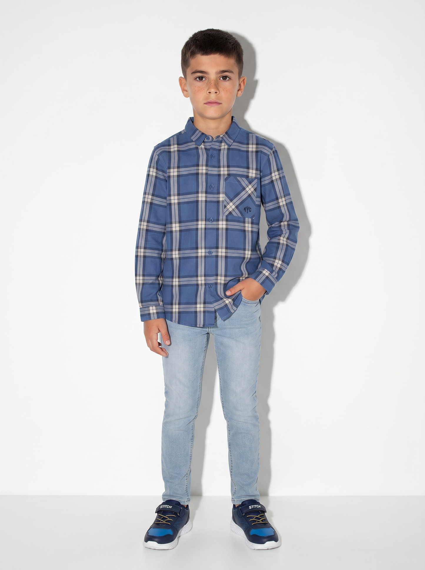 Camicia a quadri in flanella di cotone - Blu