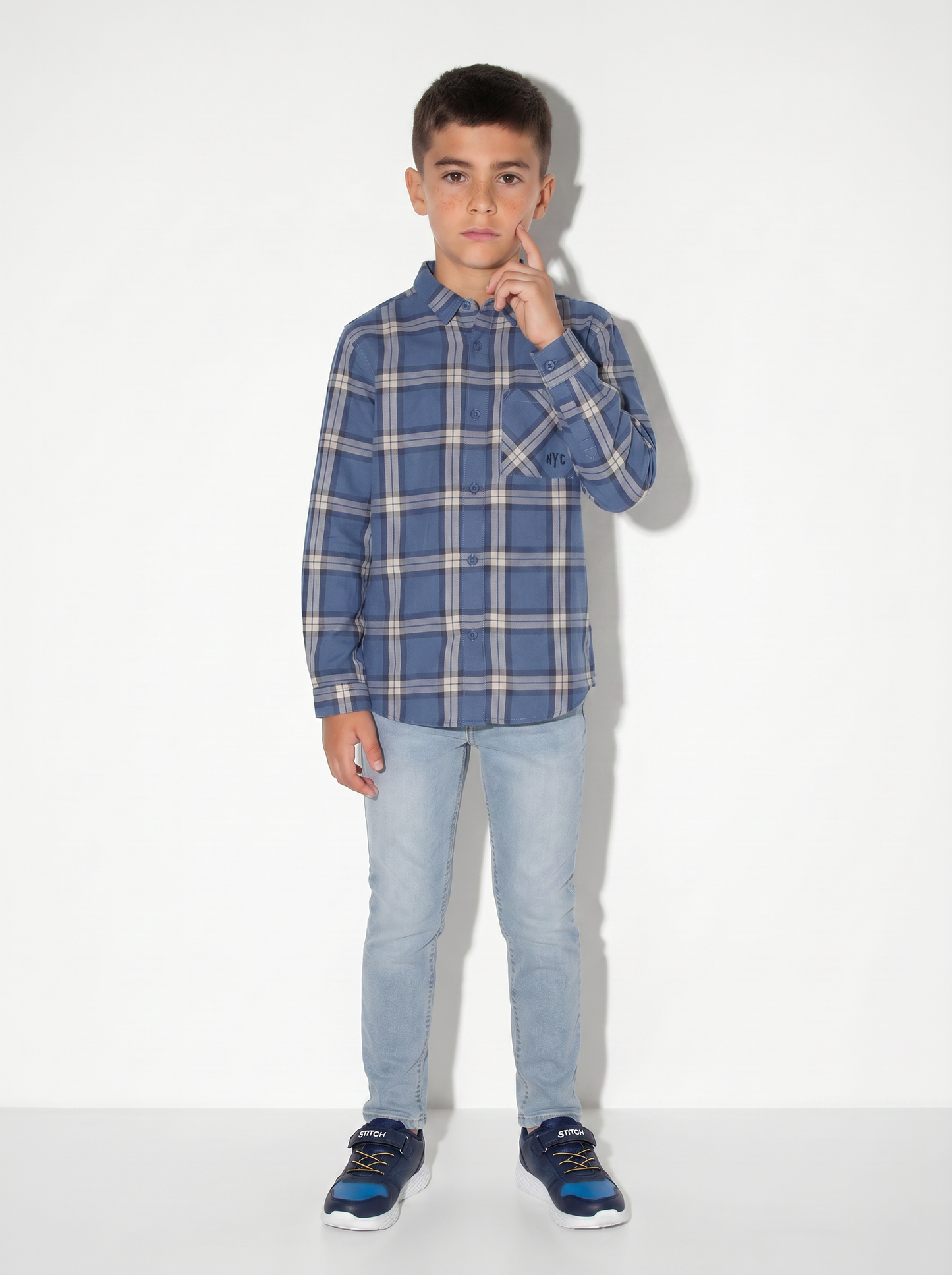 Camicia a quadri in flanella di cotone - Blu