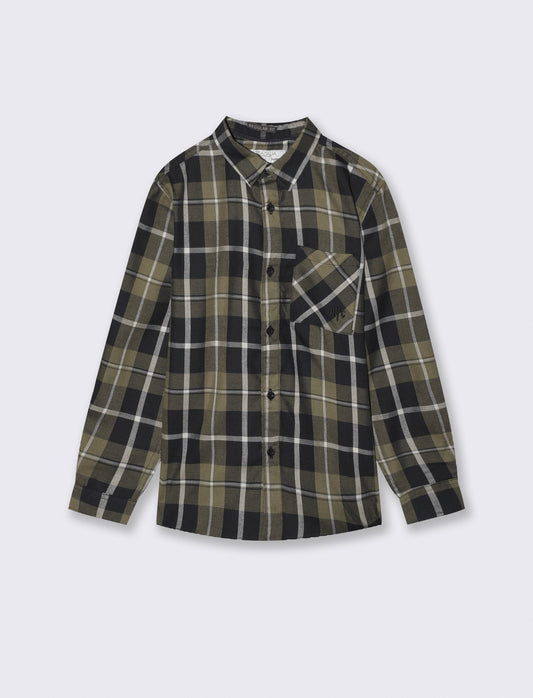 Camicia a quadri in flanella di cotone - Verde