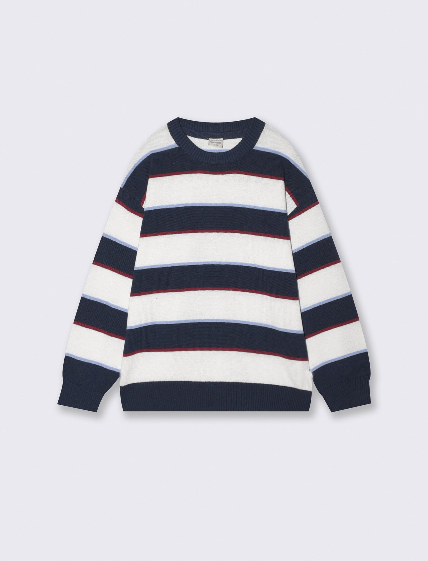 Maglia tricot rigata girocollo e maniche - Blu