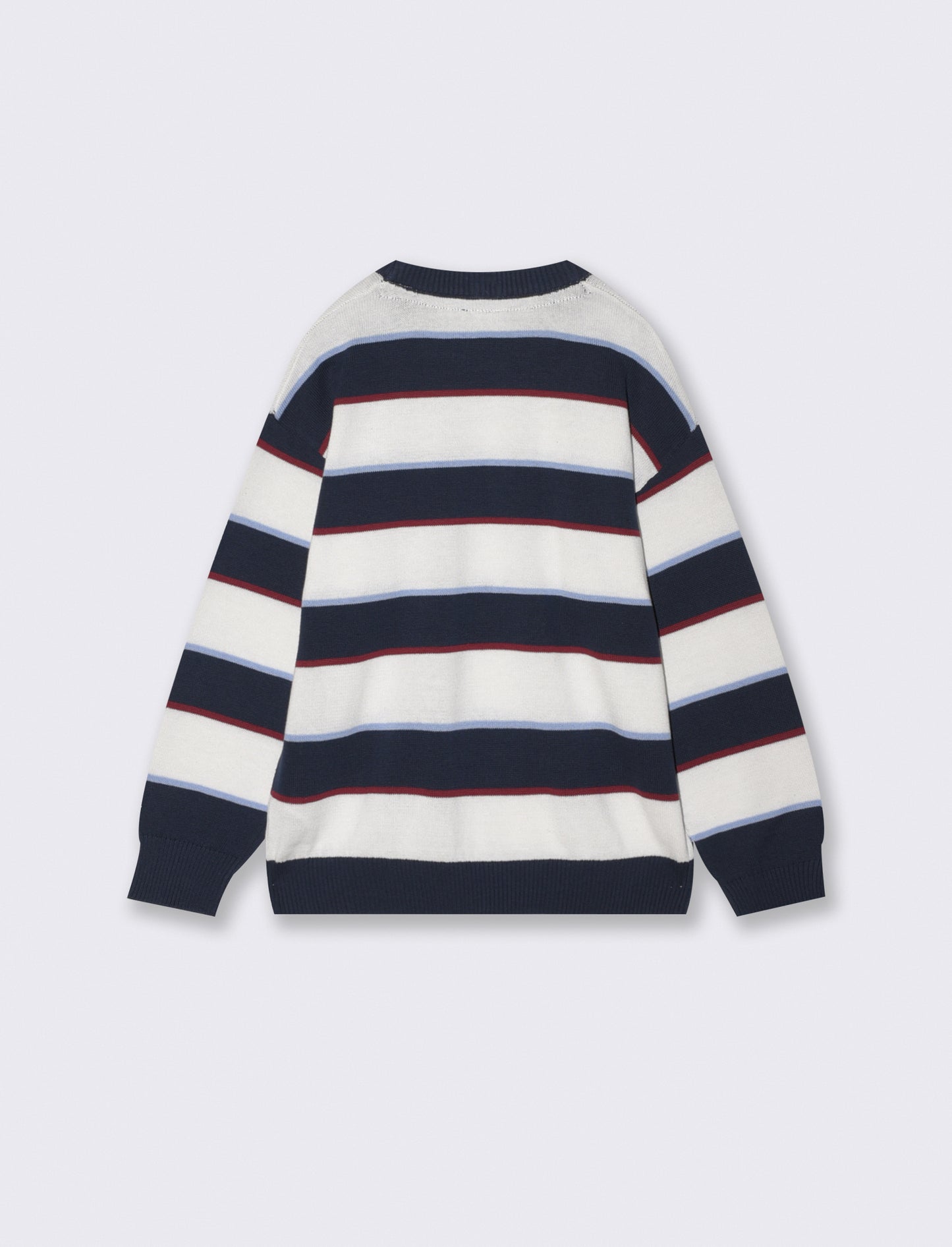 Maglia tricot rigata girocollo e maniche - Blu